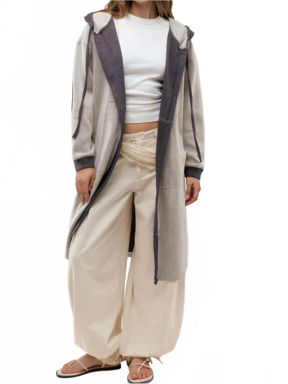 NWT Free People Tomorrow’s Sweatshirt Cardigan in Gray Combo